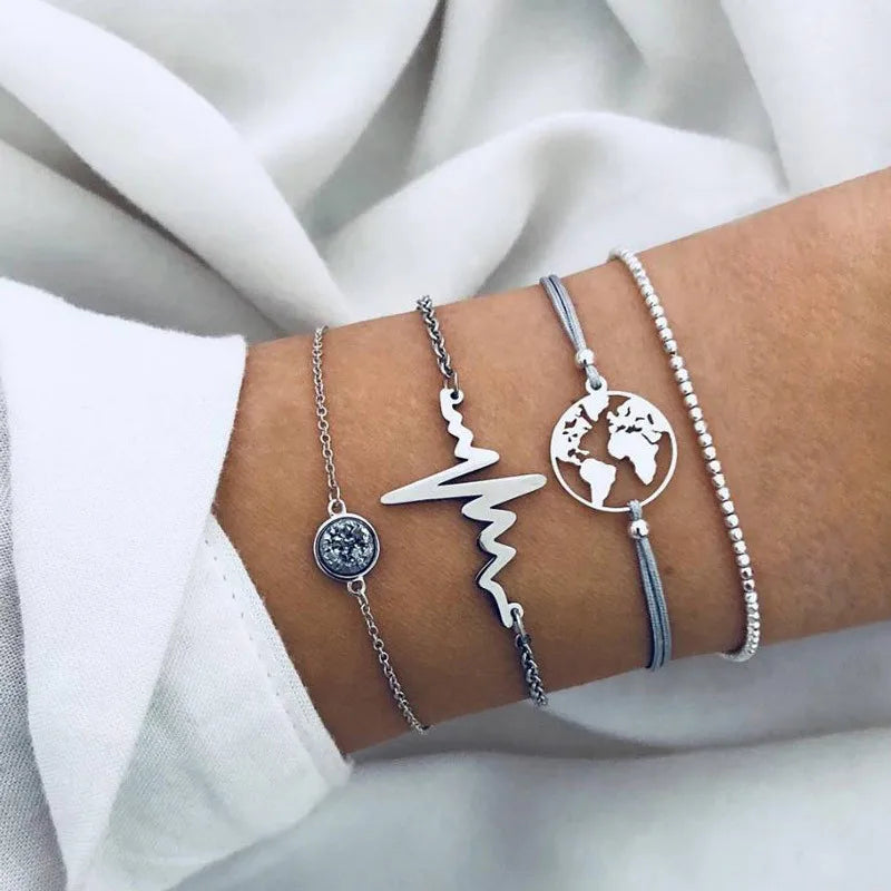 7 Pcs/Set Punk Gold Bracelets