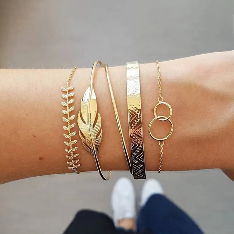7 Pcs/Set Punk Gold Bracelets