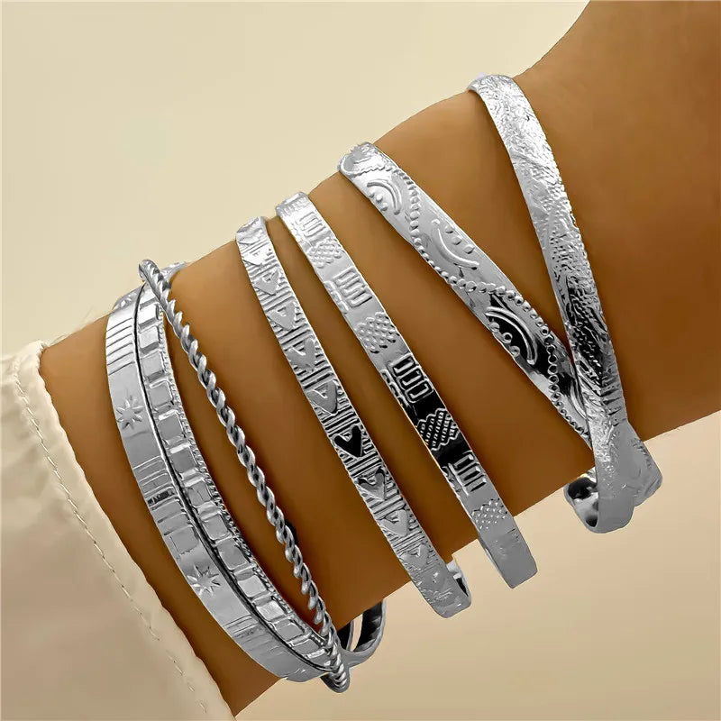 7 Pcs/Set Punk Gold Bracelets
