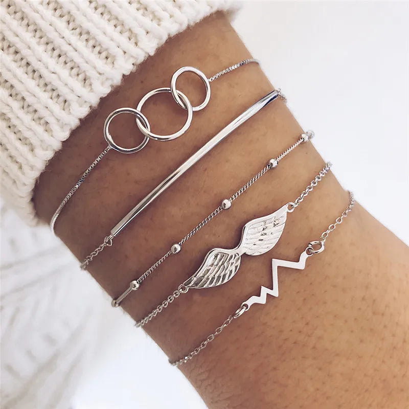 7 Pcs/Set Punk Gold Bracelets