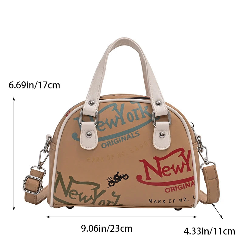 Letter Print NY Shell Bag