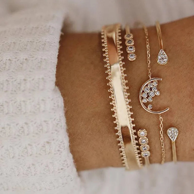 7 Pcs/Set Punk Gold Bracelets