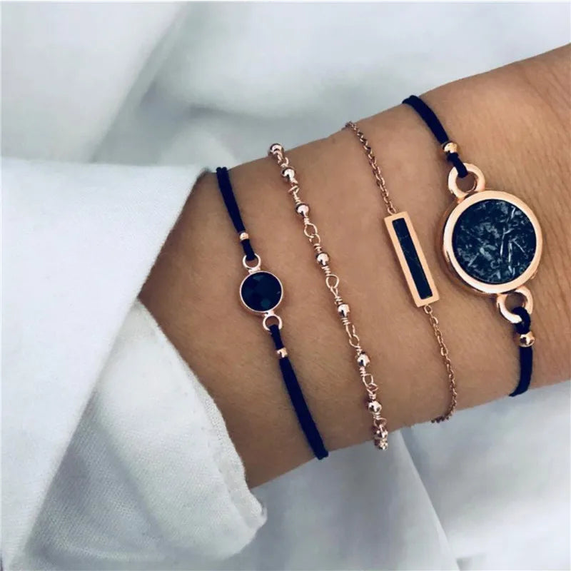 7 Pcs/Set Punk Gold Bracelets