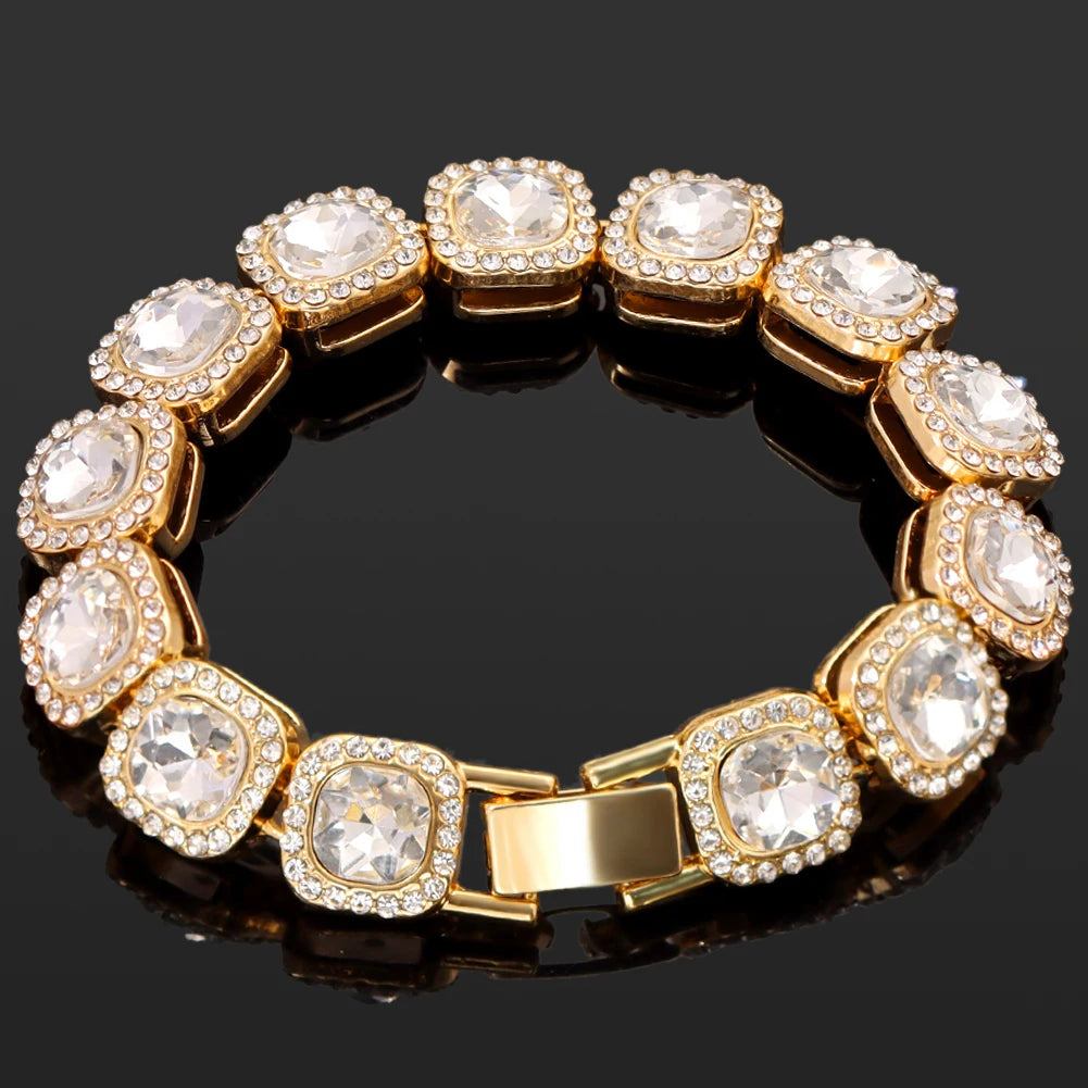 Iced Out Pink Cuban Bracelet Set
