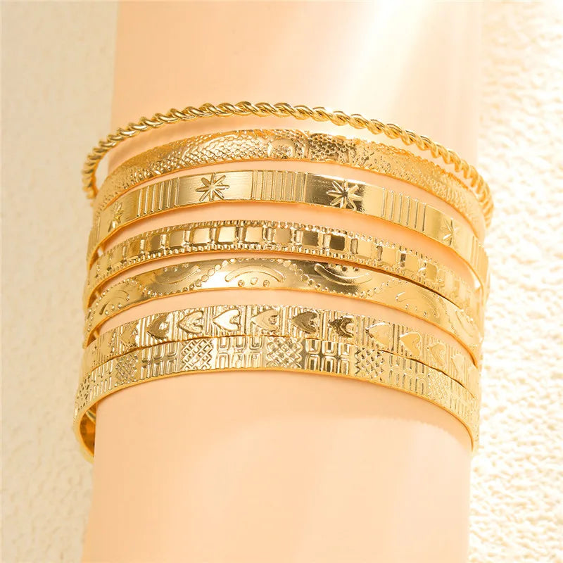 7 Pcs/Set Punk Gold Bracelets
