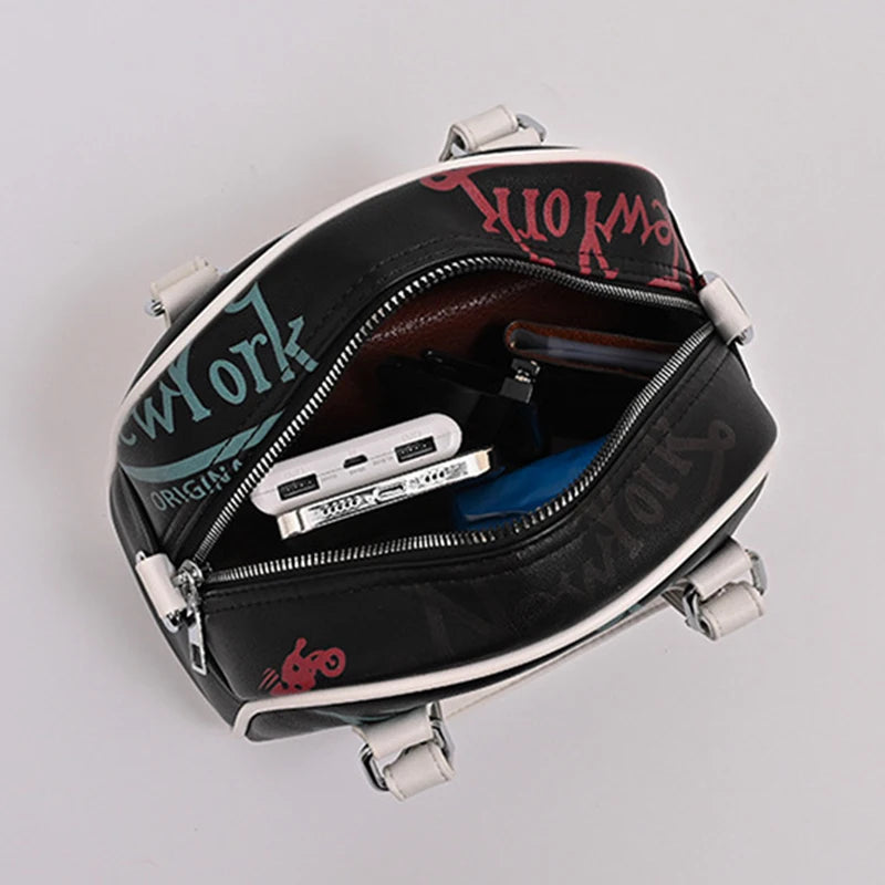 Letter Print NY Shell Bag