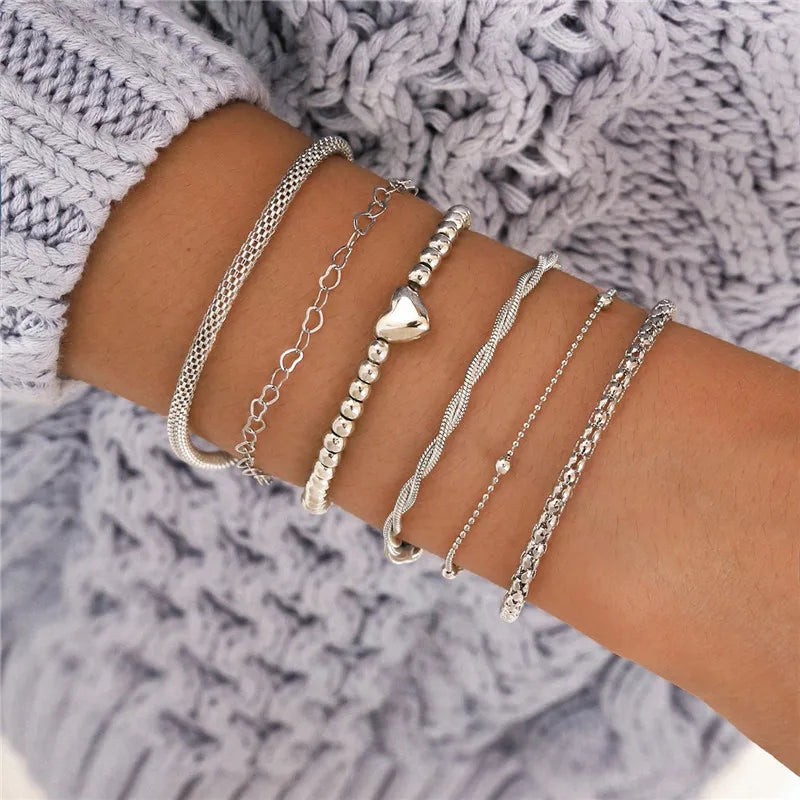 7 Pcs/Set Punk Gold Bracelets