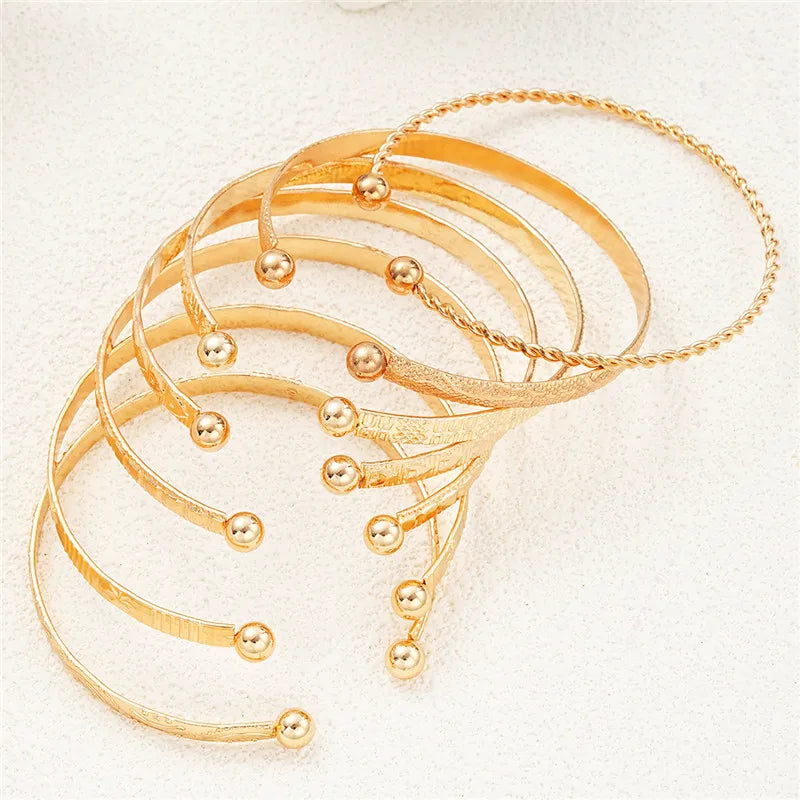7 Pcs/Set Punk Gold Bracelets