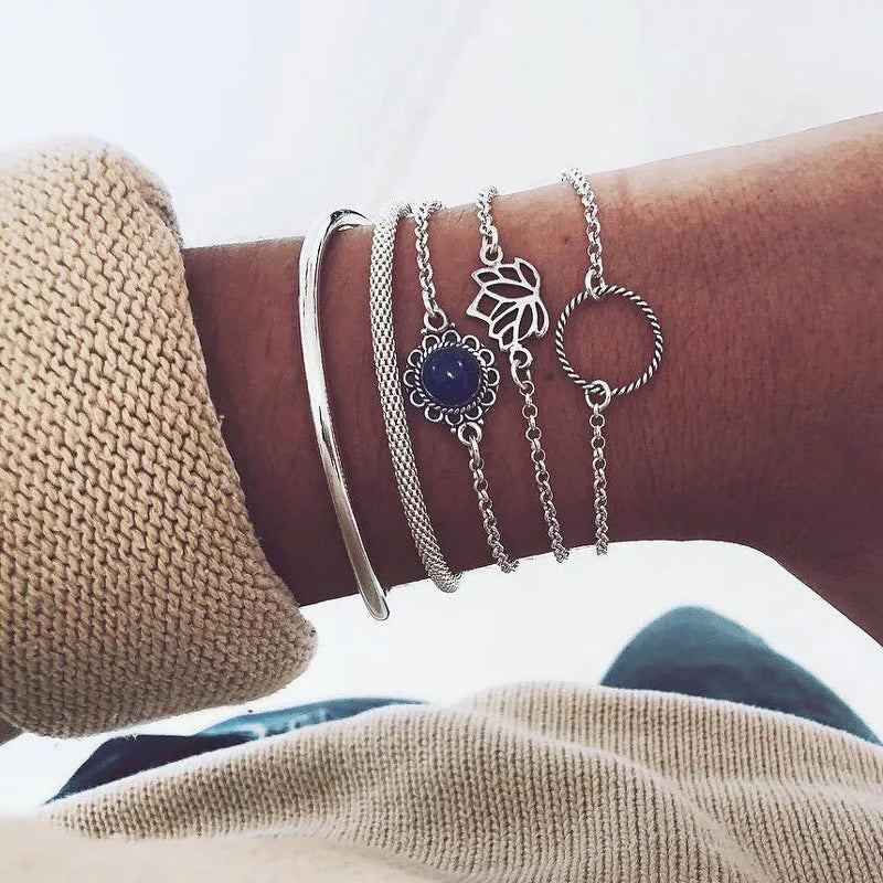 7 Pcs/Set Punk Gold Bracelets