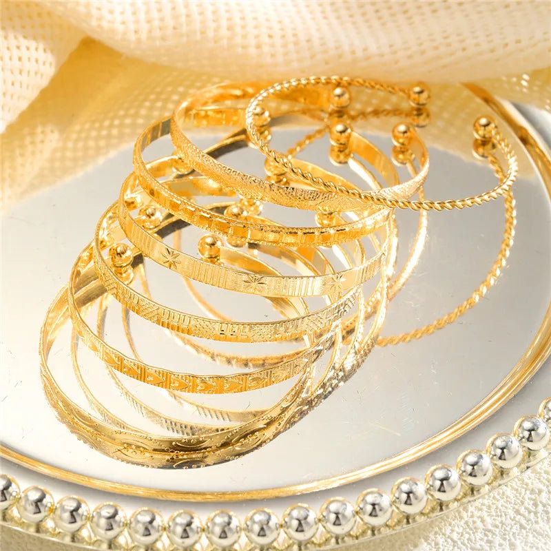 7 Pcs/Set Punk Gold Bracelets