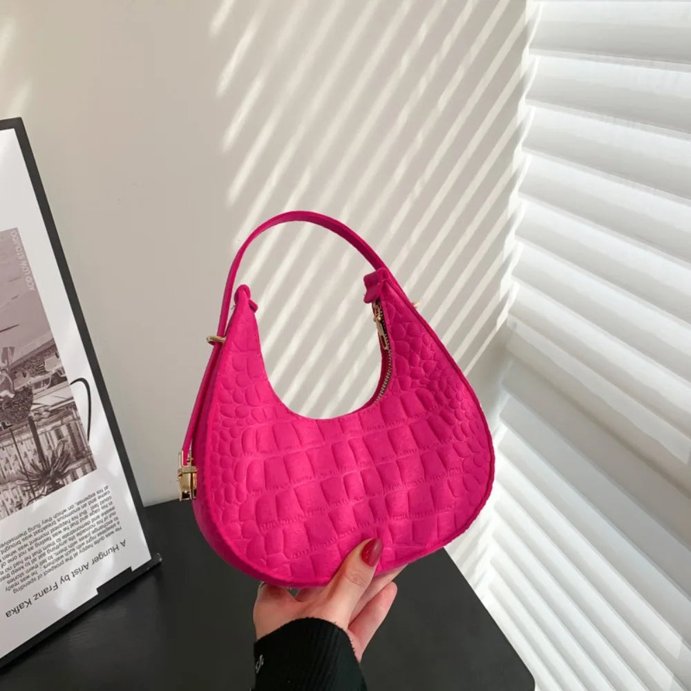 Solid Color Crescent Bag