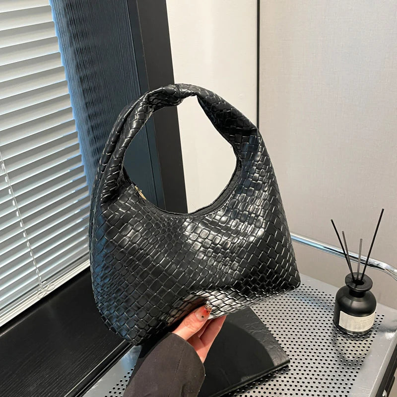 Woven Embossed Hobo Bag
