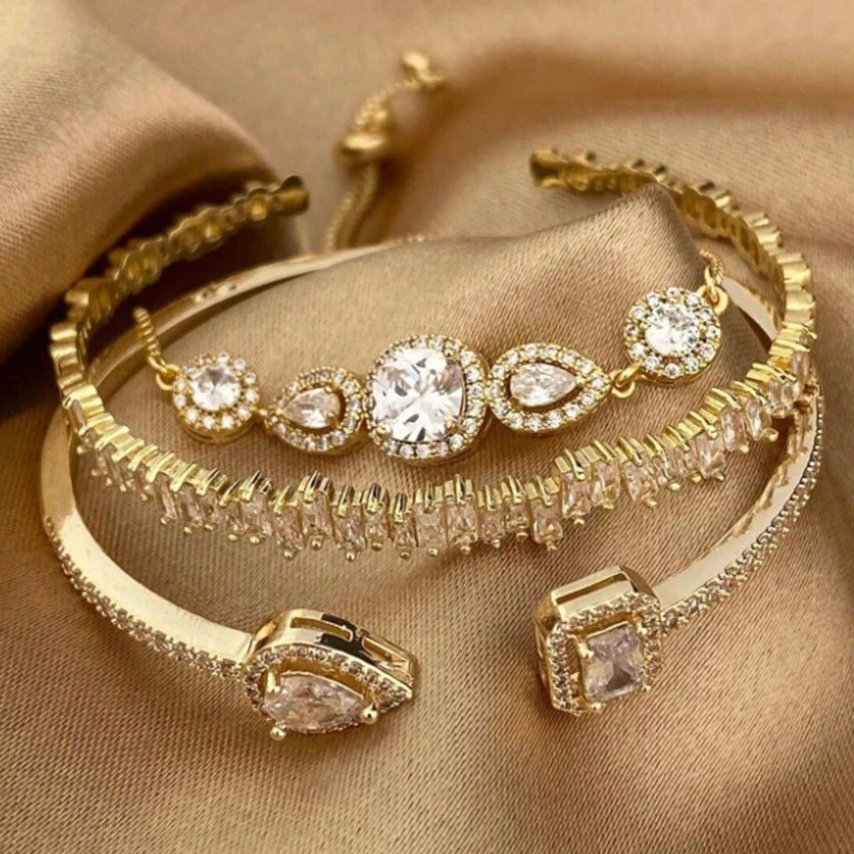 ZAKOL 3pcs Adjustable Open Bangle Bracelets