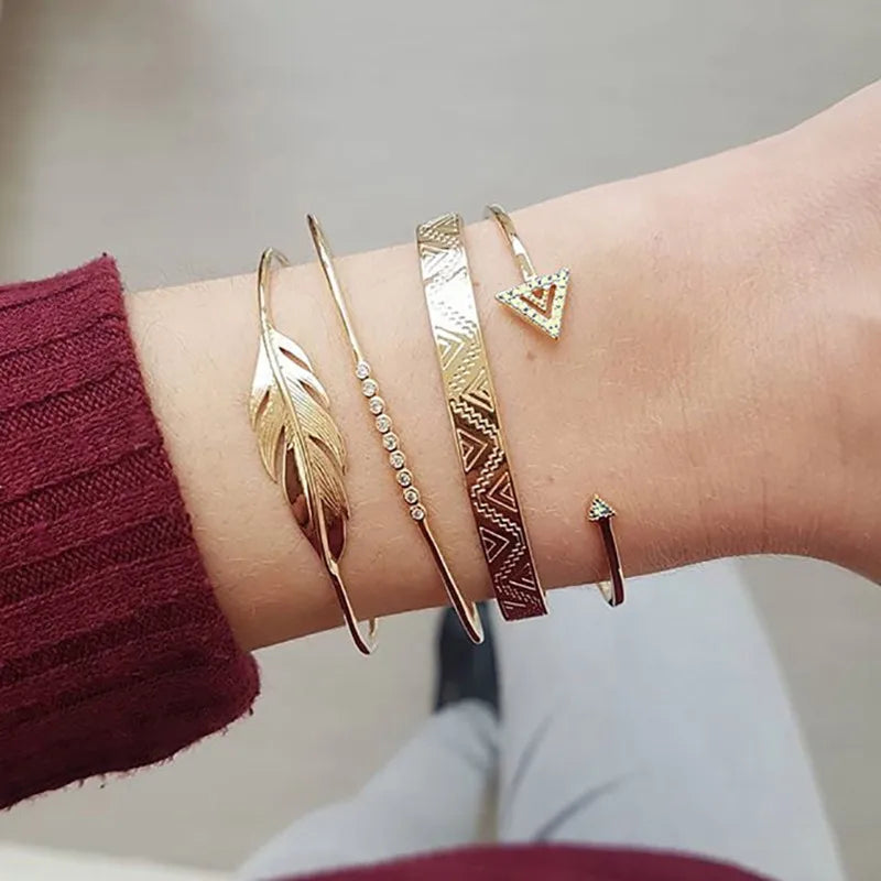 7 Pcs/Set Punk Gold Bracelets