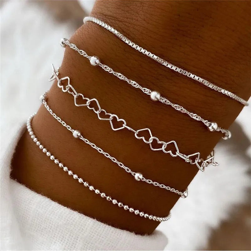 7 Pcs/Set Punk Gold Bracelets