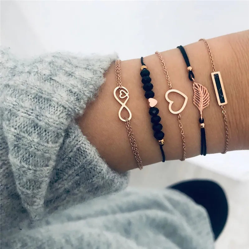7 Pcs/Set Punk Gold Bracelets