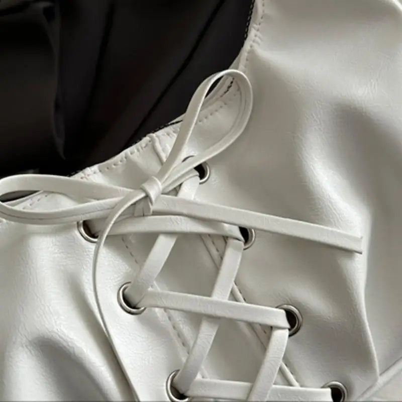 Crossed Leather Y2k Bag