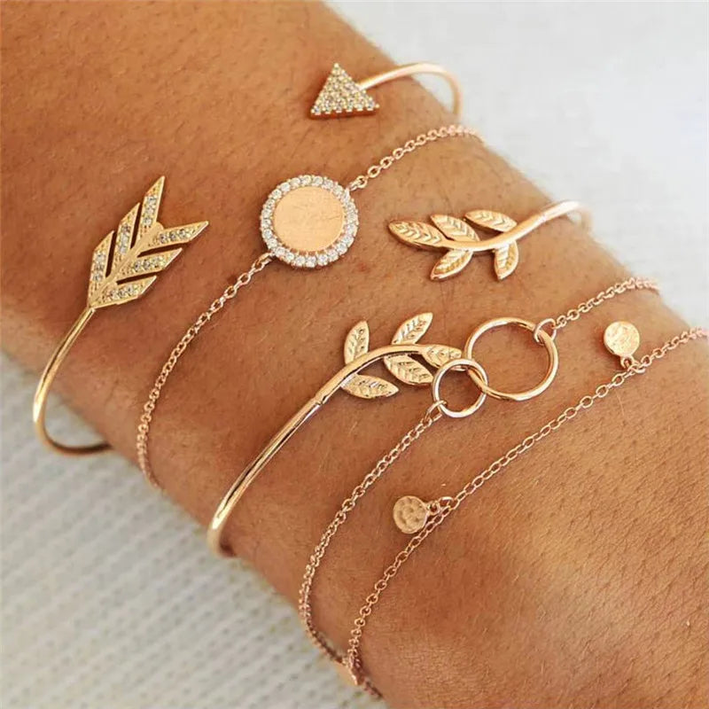 7 Pcs/Set Punk Gold Bracelets