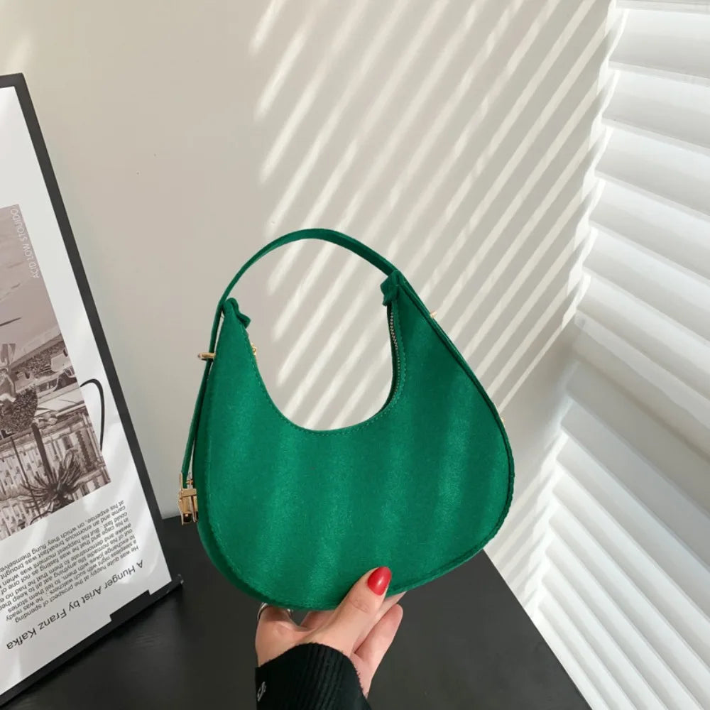 Solid Color Crescent Bag
