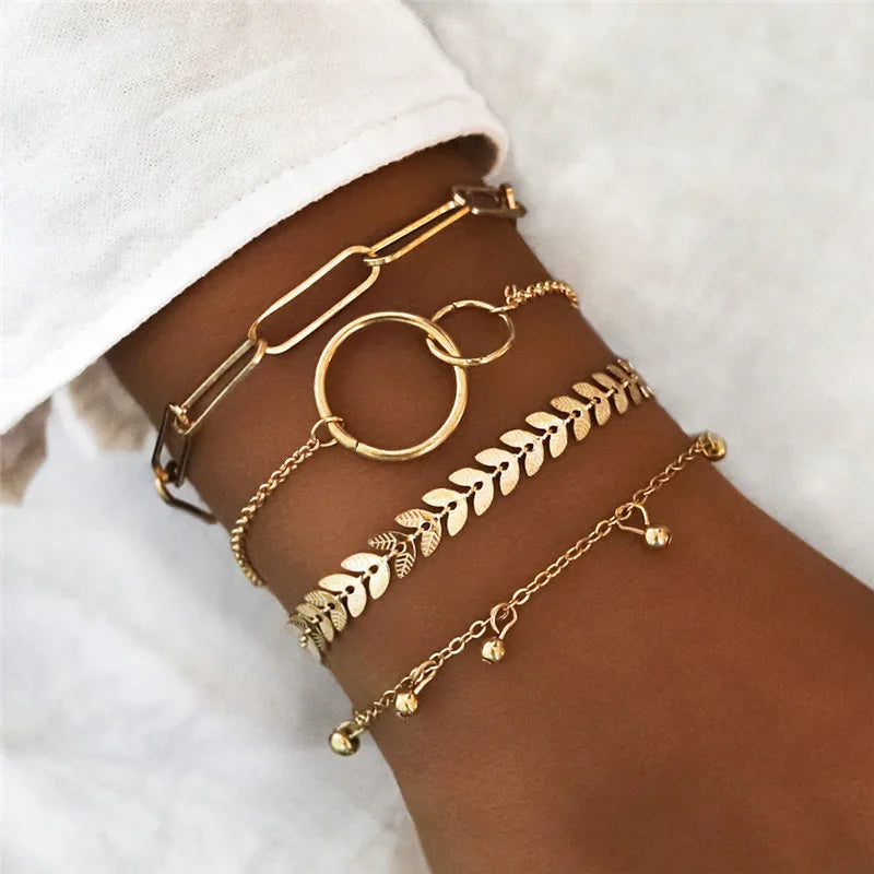 7 Pcs/Set Punk Gold Bracelets