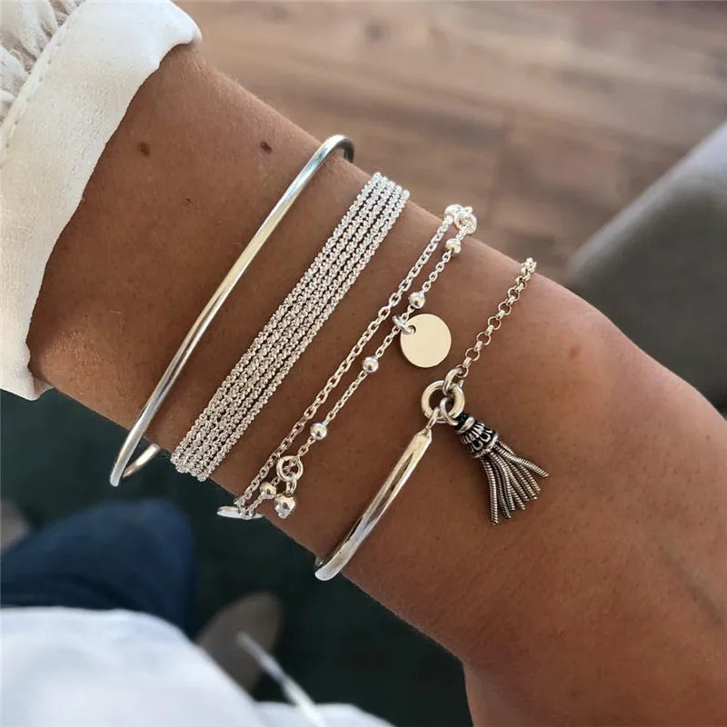 7 Pcs/Set Punk Gold Bracelets