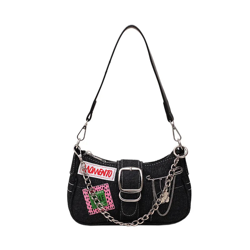 Denim Chain Shoulder Bag