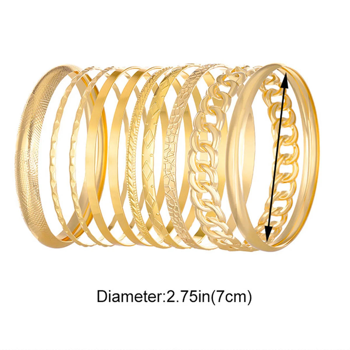 10pcs/set Metal Bangles Set