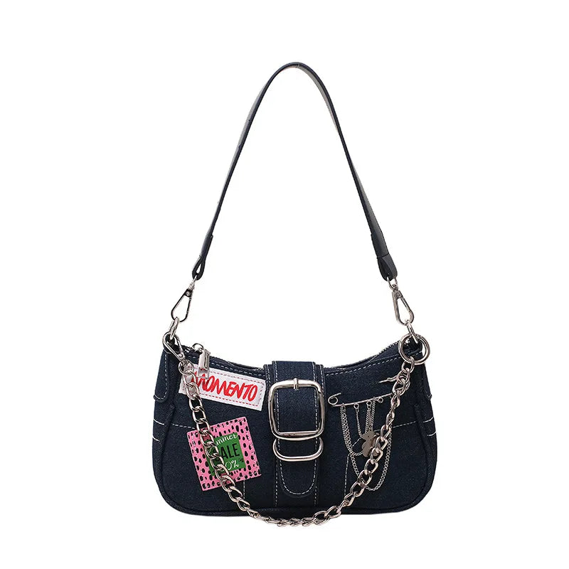 Denim Chain Shoulder Bag