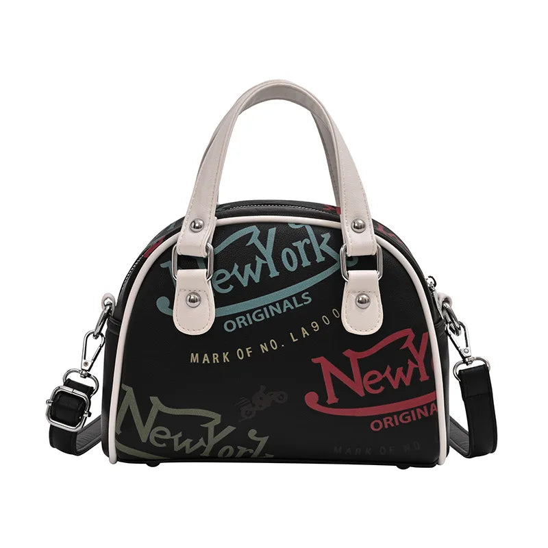 Letter Print NY Shell Bag