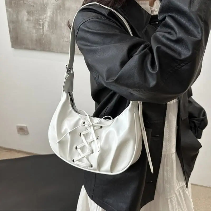 Crossed Leather Y2k Bag