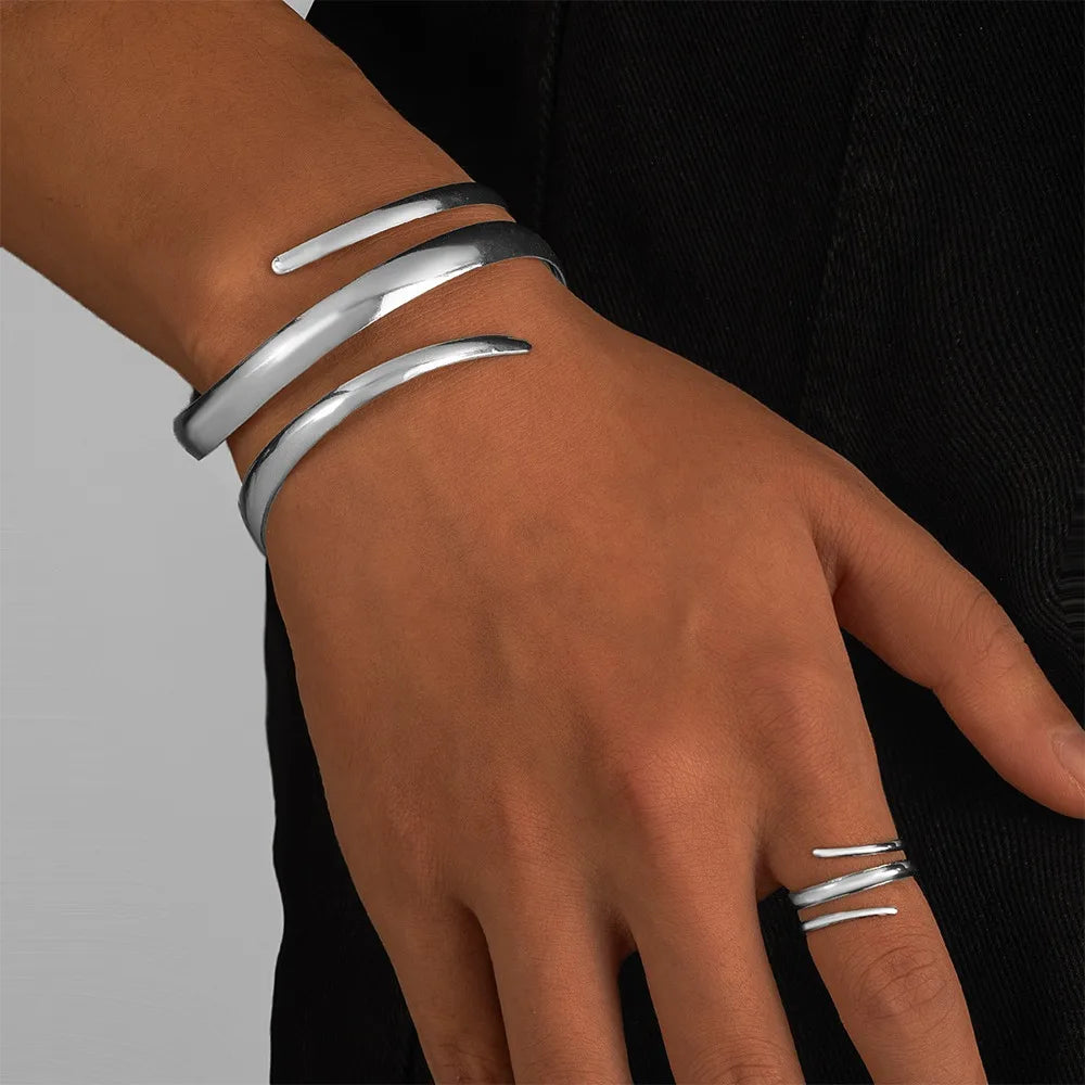 Silver Spiral Cuff Bracelet