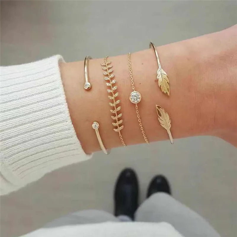 7 Pcs/Set Punk Gold Bracelets