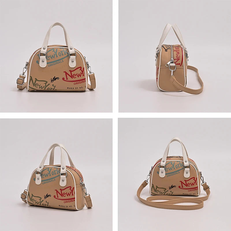 Letter Print NY Shell Bag
