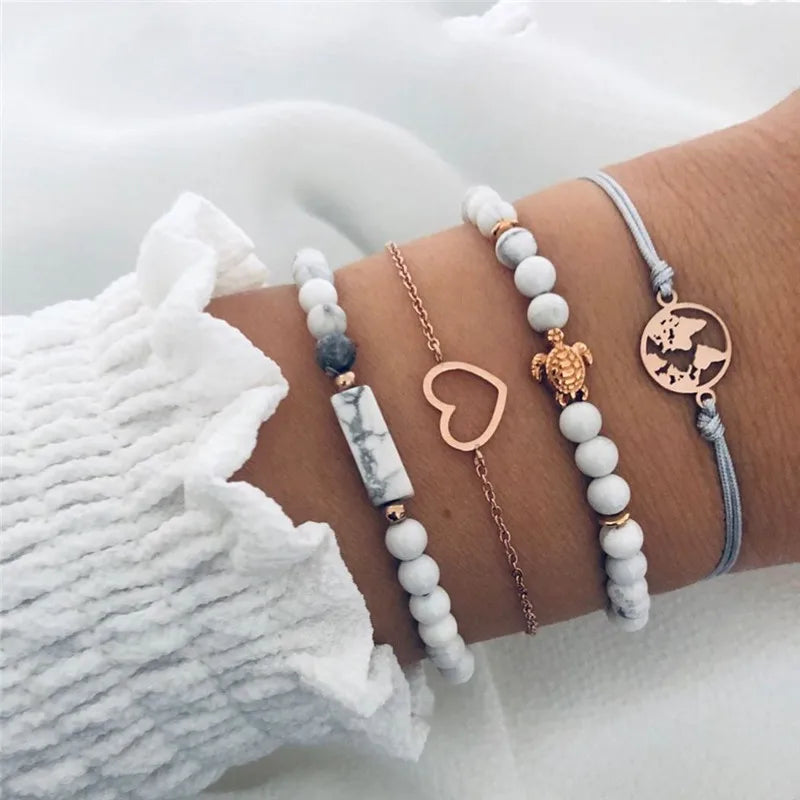 7 Pcs/Set Punk Gold Bracelets