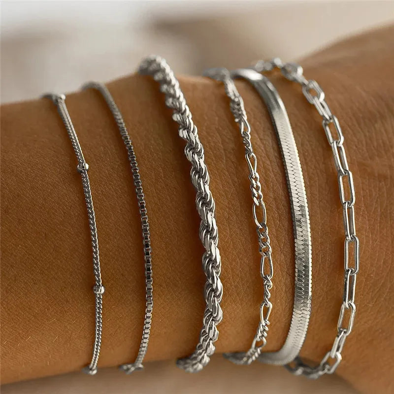 7 Pcs/Set Punk Gold Bracelets
