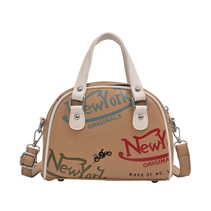 Letter Print NY Shell Bag