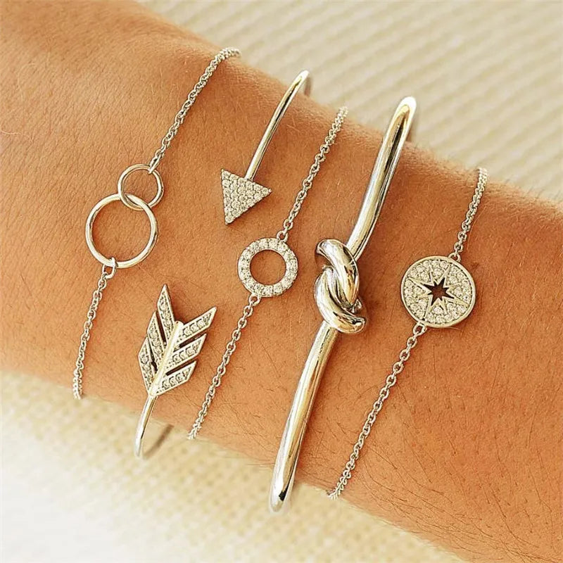 7 Pcs/Set Punk Gold Bracelets
