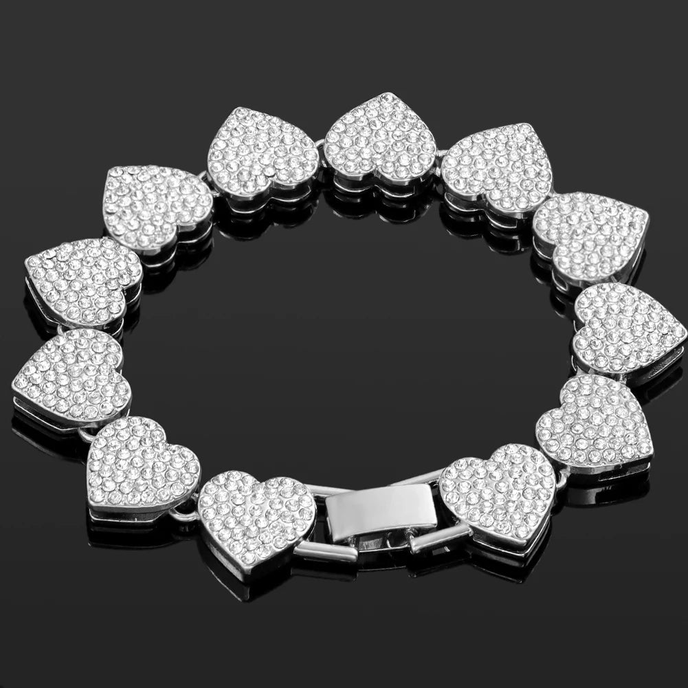Iced Out Pink Cuban Bracelet Set