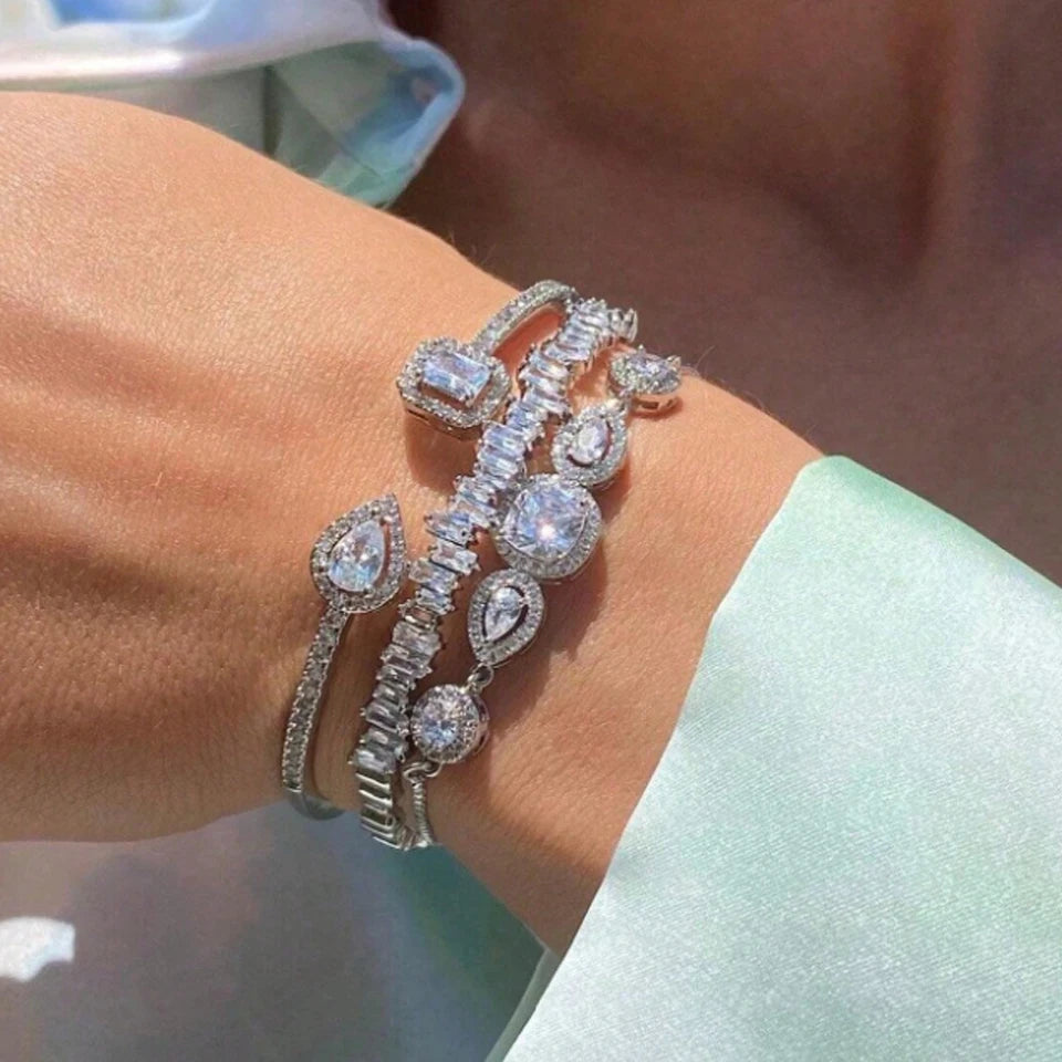 ZAKOL 3pcs Adjustable Open Bangle Bracelets