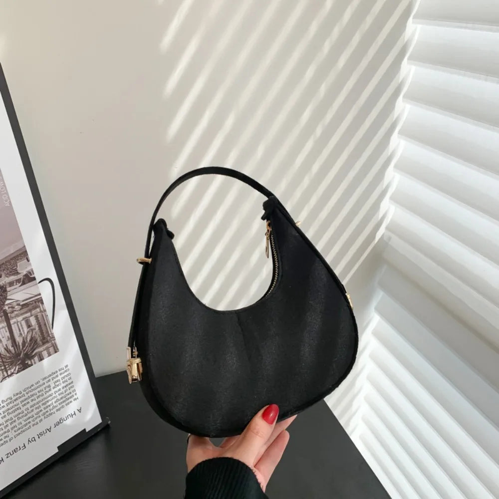 Solid Color Crescent Bag