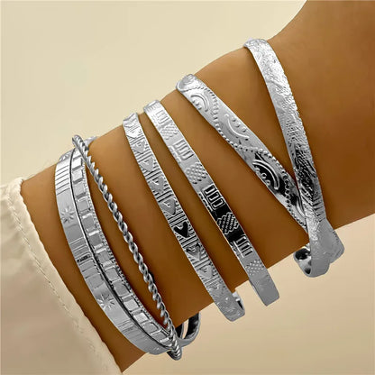 7 Pcs/Set Punk Gold Bracelets