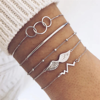 7 Pcs/Set Punk Gold Bracelets