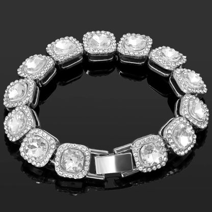 Iced Out Pink Cuban Bracelet Set