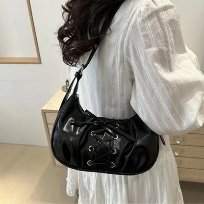 Crossed Leather Y2k Bag