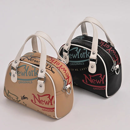 Letter Print NY Shell Bag