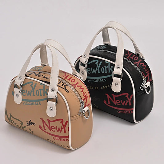 Letter Print NY Shell Bag