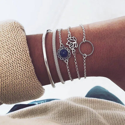 7 Pcs/Set Punk Gold Bracelets
