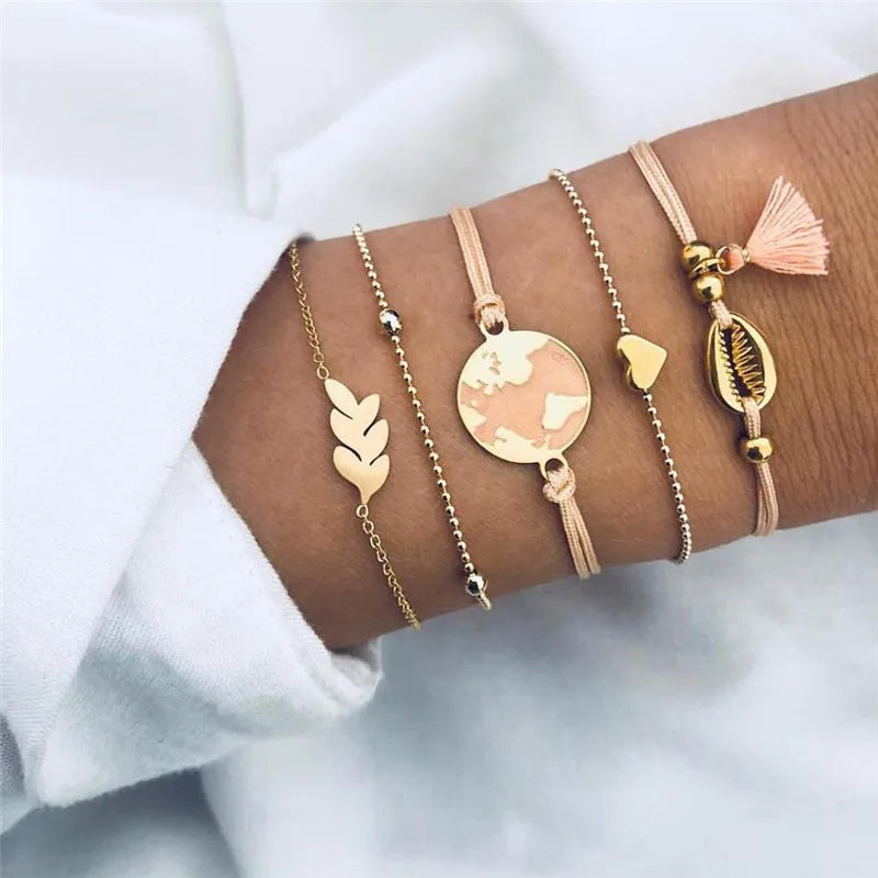 7 Pcs/Set Punk Gold Bracelets