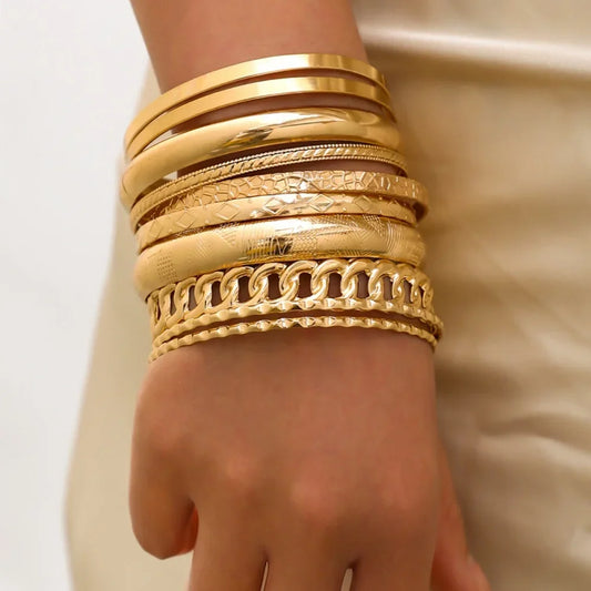 10pcs/set Metal Bangles Set
