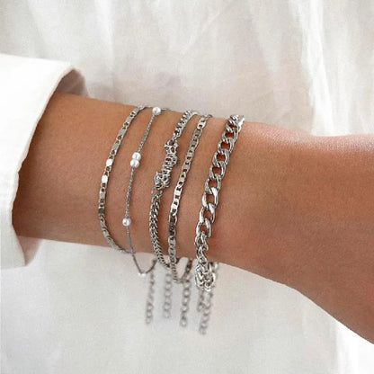 7 Pcs/Set Punk Gold Bracelets